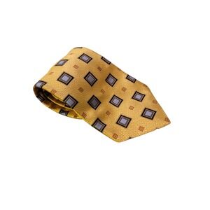 Robert Talbott Mens‎ Yellow Geometric Diamond Silk Necktie Best of Class